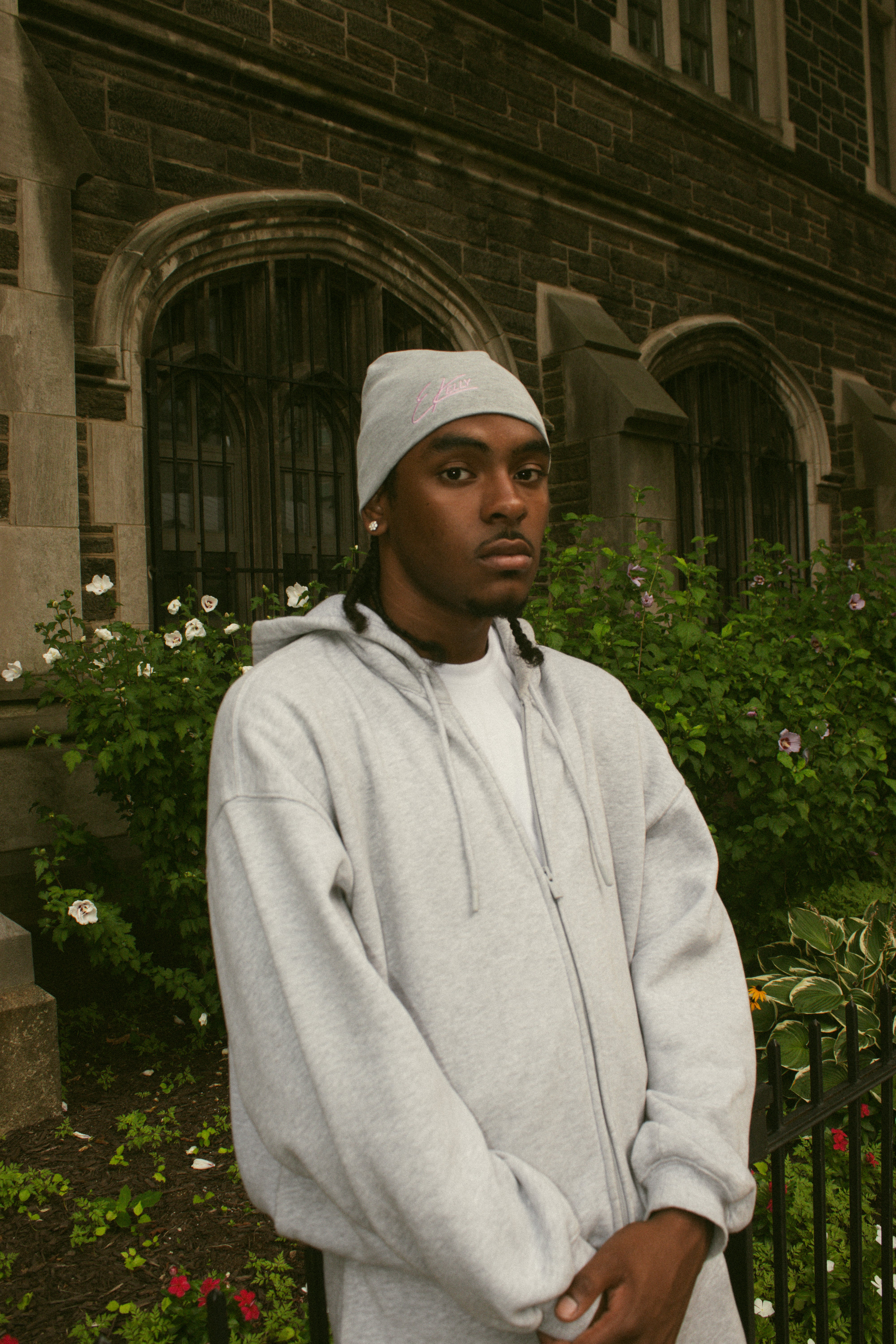 EKelly Grey/Pink Skull Cap
